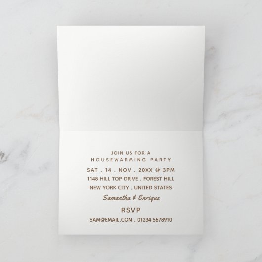 Eat, Drink Housewarming Party Rustic Brick Invite (Binnen)