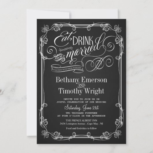 Eat Drink: huwelijkshuwelijk Kaart (Voorkant)