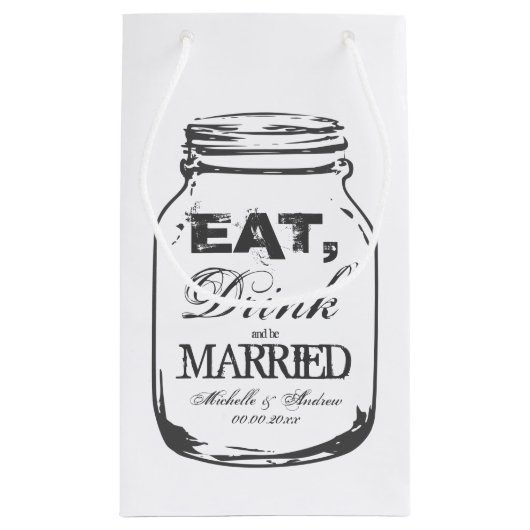 Eat drink: huwelijkshuwelijkscadeaus voor jar brui klein cadeauzakje (Achterkant)