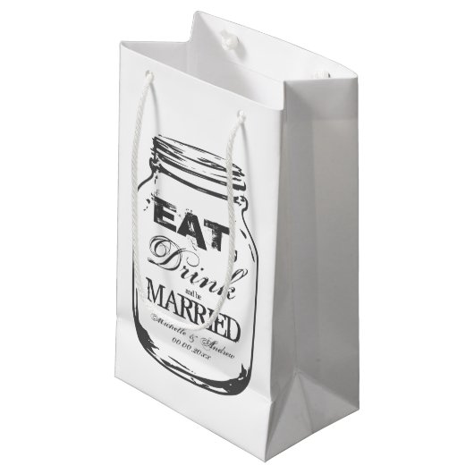 Eat drink: huwelijkshuwelijkscadeaus voor jar brui klein cadeauzakje (Voorkant Gekanteld)
