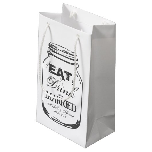 Eat drink: huwelijkshuwelijkscadeaus voor jar brui klein cadeauzakje (Achterkant Gekanteld)