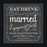 Eat Drink: huwelijkspartners Kaart<br><div class="desc">Elegant Rustic Chalkboard Engagement Party — Swirly, curly scrolls en fancy rustic lijst op leisteen grijs bord. Voeg de namen van de bruid en van de groom en partijinfo in deze gemakkelijk te gebruiken sjabloon toe. stijl krijt kalligrafie en fancy manuscripttypografie - verander de doopvontstijlen om op uw stijl te...</div>