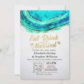 EAT-Drink: huwelijksweddenschap Blauwgroen goudget Kaart (Voorkant)