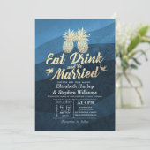 EAT-Drink: huwelijksweddenschap met gouden ananana Kaart (Staand voorkant)