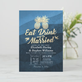 EAT-Drink: huwelijksweddenschap met gouden ananana Kaart