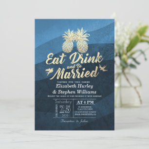 EAT-Drink: huwelijksweddenschap met gouden ananana Kaart