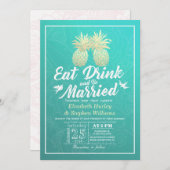 EAT-Drink: huwelijksweddenschap met gouden ananana Kaart (Voorkant / Achterkant)
