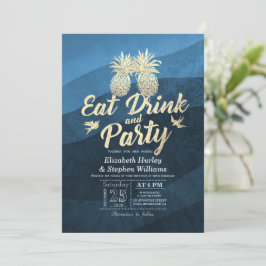 EAT-Drink: huwelijksweddenschap met gouden ananana Kaart