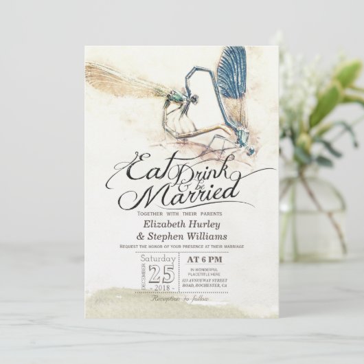 EAT-Drink: huwelijksweduwschap Dragonfly paring Lo Kaart (Staand voorkant)