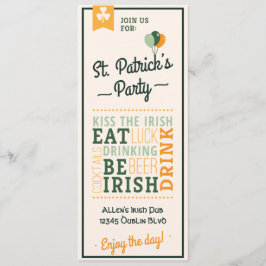 Eat Drink: Ierse St. Patrick's Day Invitation Kaart