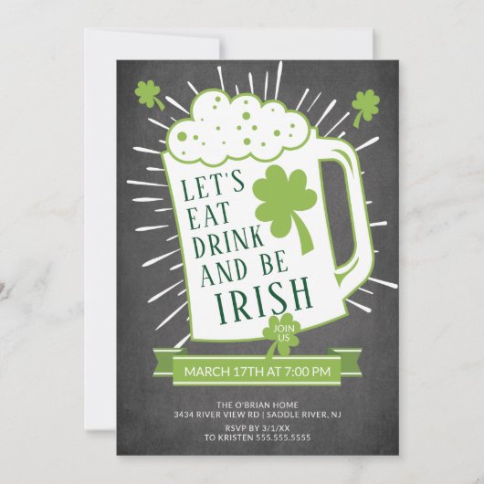 Eat Drink: Irish St Patrick's Party Kaart (Voorkant)