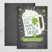 Eat Drink: Irish St Patrick's Party Kaart (Voorkant / Achterkant)