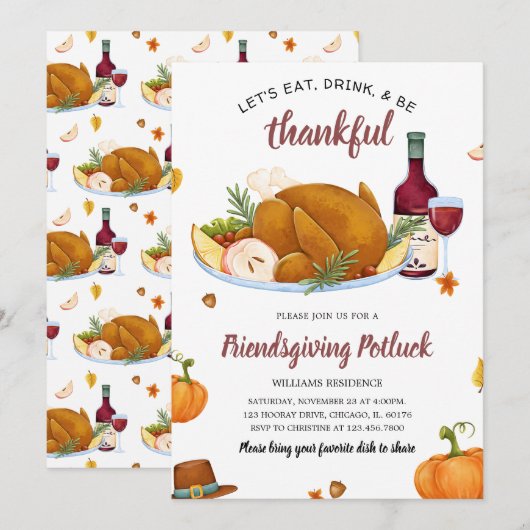 Eat Drink is dankbare Thanksgiving Kaart (Voorkant / Achterkant)