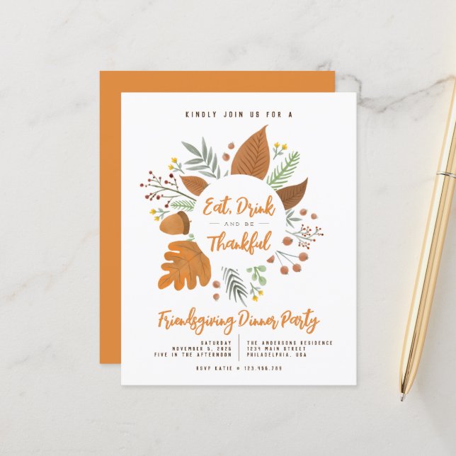 Eat Drink is dankbare vriendschappelijke feestdag (Voorkant / Achterkant in situ)