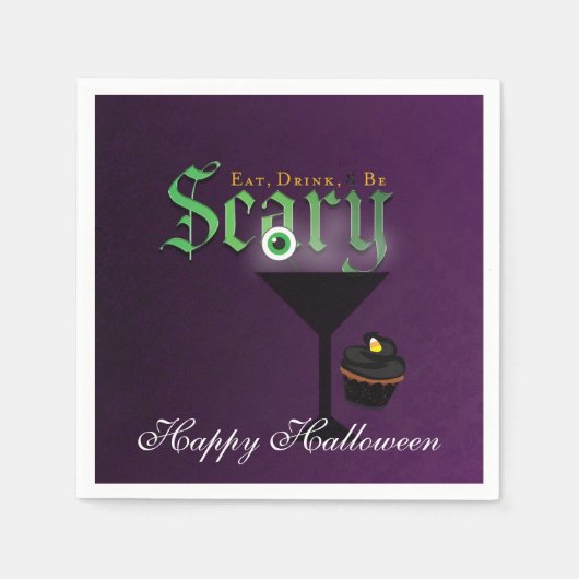 Eat Drink is eng Halloween Paarse partij Napkins Servet (Voorkant)