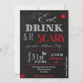 Eat drink is eng Red Halloween Invitation Kaart (Voorkant)