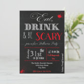 Eat drink is eng Red Halloween Invitation Kaart (Staand voorkant)