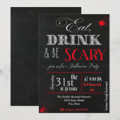 Eat drink is eng Red Halloween Invitation Kaart (Voorkant / Achterkant)
