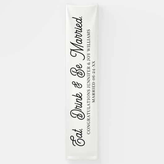 Eat Drink is gehuwd met modern zwart Script Weduws Spandoek (Verticaal)