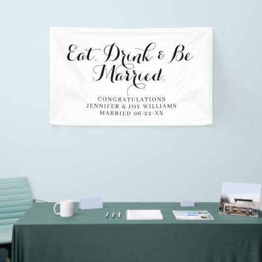 Eat Drink is gehuwd met moderne zwarte-Script-brui Spandoek (Beurs)