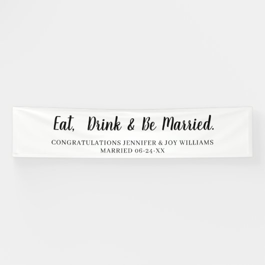 Eat Drink is gehuwd met moderne zwarte-Script-brui Spandoek (Horizontaal)