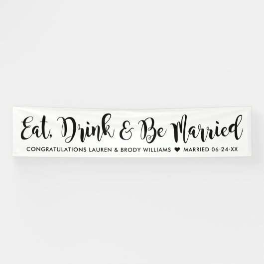 Eat Drink is gehuwd met moderne zwarte-Script-brui Spandoek (Horizontaal)