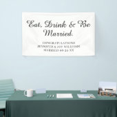 Eat Drink is gehuwd met moderne zwarte-Script-brui Spandoek (Beurs)