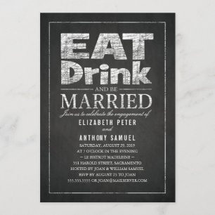 Eat Drink is getrouwd Funny Engagement Party Kaart