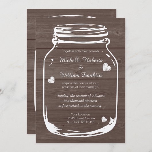 Eat drink is getrouwd Mason Jar bruiloft uitnodigi Kaart (Voorkant / Achterkant)