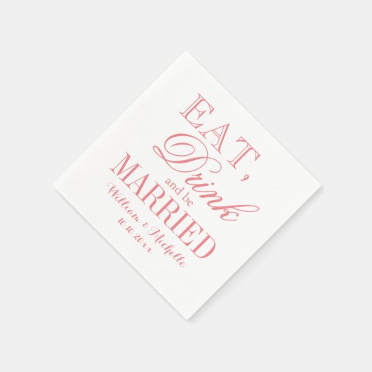 Eat drink is getrouwd met koraalroze bruiloft serv servetten (Hoek)