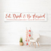 Eat Drink is getrouwd met modern Roos Gold Wedding Spandoek (Insitu)