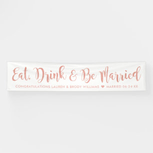 Eat Drink is getrouwd met modern Roos Gold Wedding Spandoek