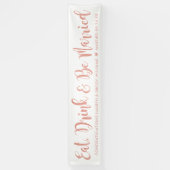 Eat Drink is getrouwd met modern Roos Gold Wedding Spandoek (Verticaal)