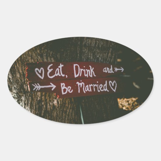 Eat Drink is huwelijk Ovale Sticker (Voorkant)