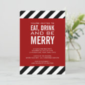 EAT-DRINK IS MERRY CHRISTMAS PARTY INVITATION KAART (Staand voorkant)