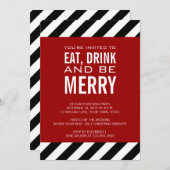 EAT-DRINK IS MERRY CHRISTMAS PARTY INVITATION KAART (Voorkant / Achterkant)