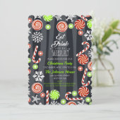 Eat Drink is Merry Kerstmis Snoep Snowflakes Kaart (Staand voorkant)