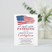 Eat Drink is patriottisch VS vlag 4e juli Uitnodiging Briefkaart (Staand voorkant)