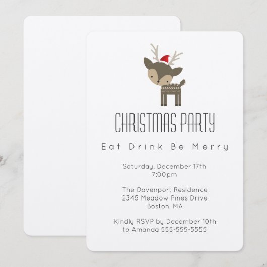 Eat Drink is prettig minimalistisch kerstfeest Kaart (Voorkant / Achterkant)