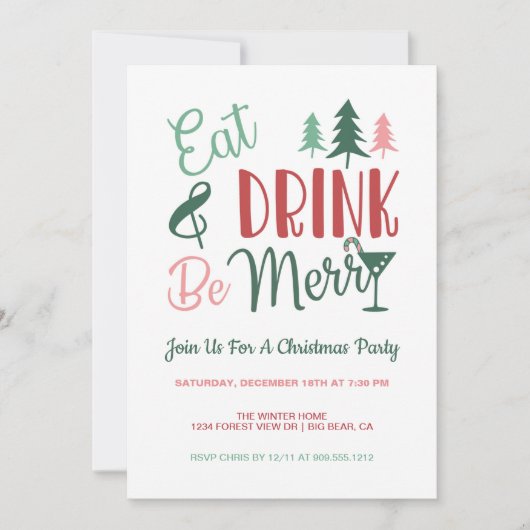 Eat Drink is prettige kerstfeestdag Kaart (Voorkant)