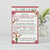 EAT-DRINK IS UGLY Red UGLY Sweater Kerstparty Kaart (Staand voorkant)