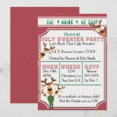 EAT-DRINK IS UGLY Red UGLY Sweater Kerstparty Kaart (Voorkant / Achterkant)