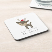 Eat Drink is vrolijk kerstfeest in Red Santa Hat Bier Onderzetter (Linkerzijde)