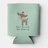 Eat Drink is vrolijk kerstfeest in Red Santa Hat Blikjeskoeler (Voorkant)