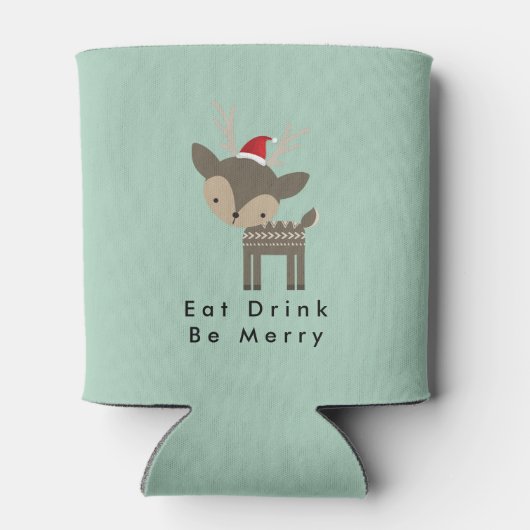 Eat Drink is vrolijk kerstfeest in Red Santa Hat Blikjeskoeler (Achterkant)