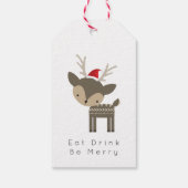 Eat Drink is vrolijk kerstfeest in Red Santa Hat Cadeaulabel (Achterkant)