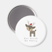Eat Drink is vrolijk kerstfeest in Red Santa Hat Magneet (Voorkant / Achterkant)