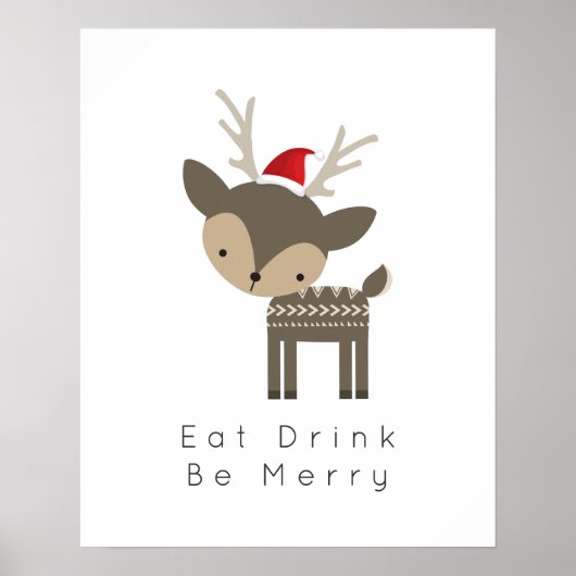 Eat Drink is vrolijk kerstfeest in Red Santa Hat Poster (Voorkant)