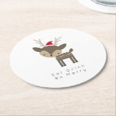 Eat Drink is vrolijk kerstfeest in Red Santa Hat Ronde Kartonnen Onderzetter (Gebogen)