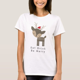 Eat Drink is vrolijk kerstfeest in Red Santa Hat T-shirt
